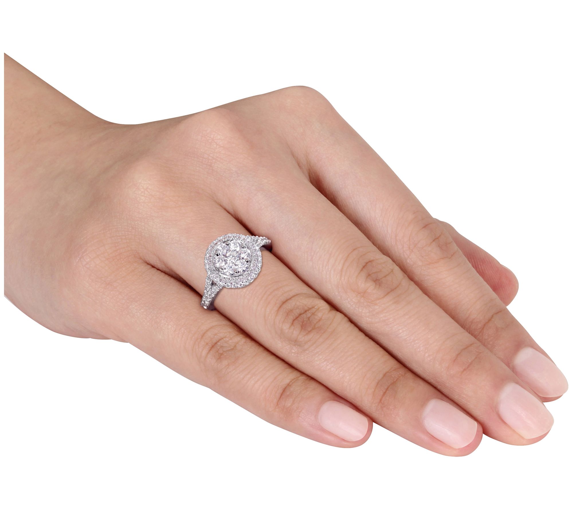 Affinity 9 10 Cttw Diamond Double Halo Engagement Ring 14k Qvc Com