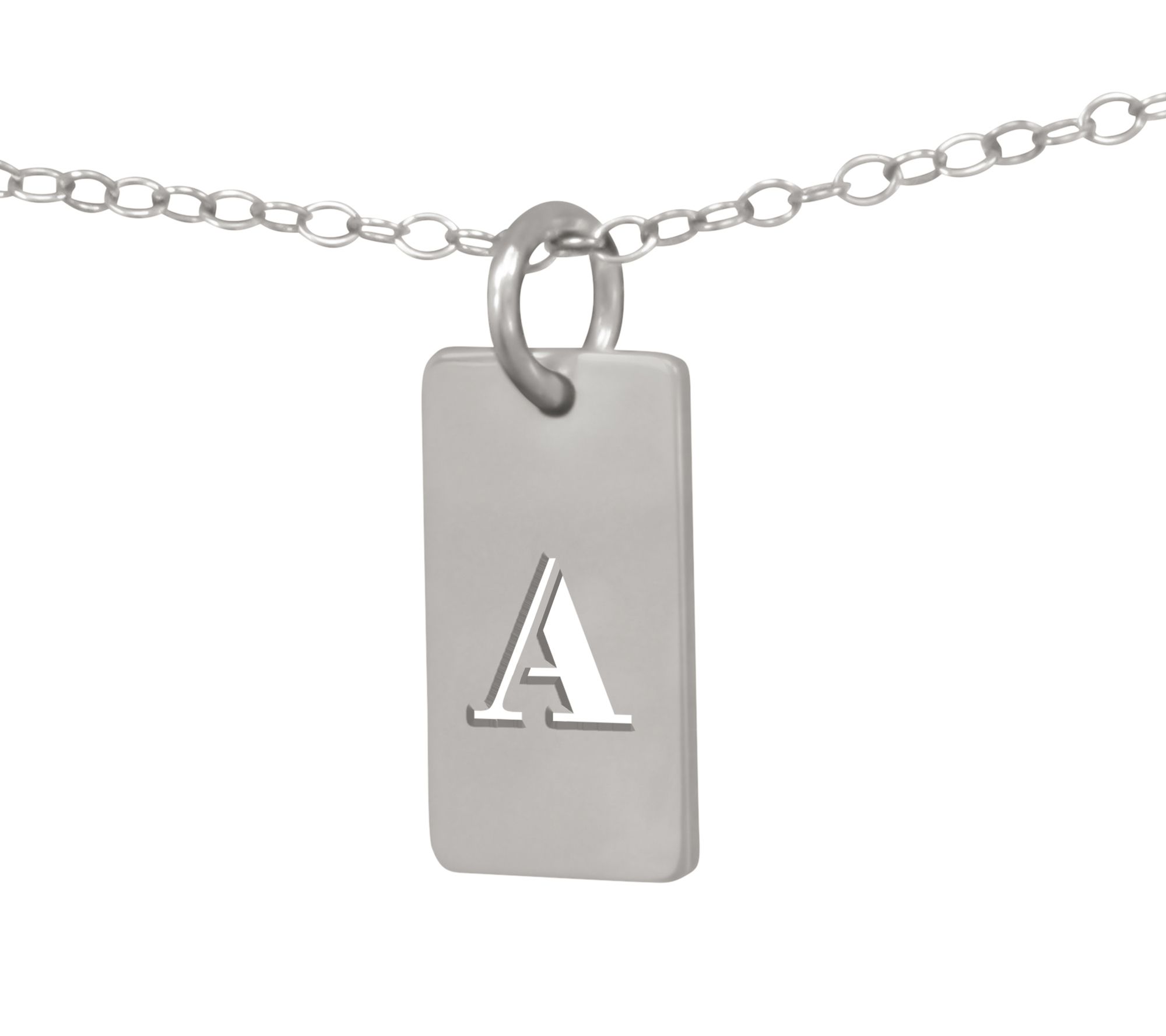 Sterling Cutout Initial Tag Pe ndant