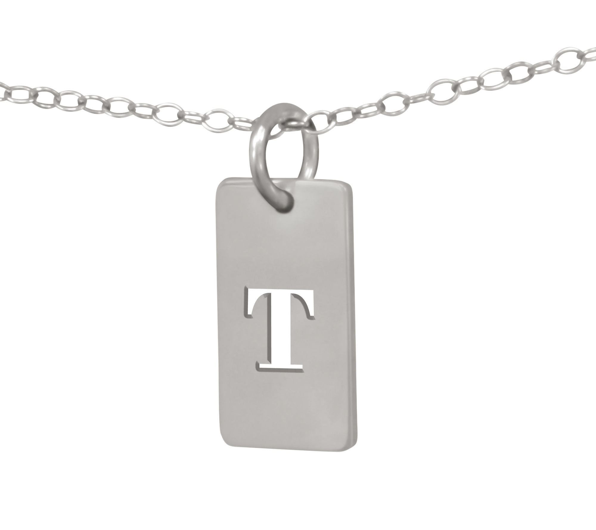 Sterling Cutout Initial Tag Pe ndant