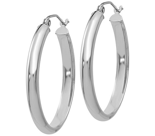 14K Gold 3/4" Polished Oval Hoop Earrings
