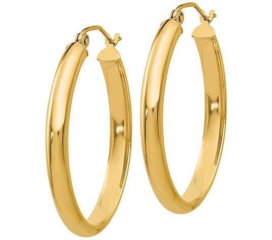 14K Yellow Gold Polished Triple Oval Hoop Earrings 