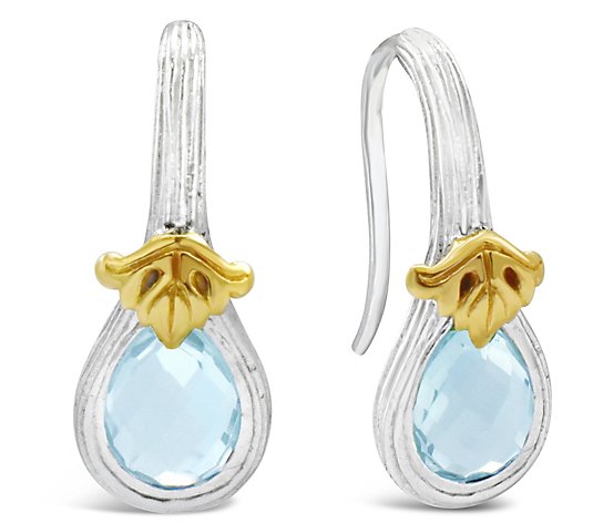 Ariva Sterling Silver & 18K 1.30 cttw Blue Topaz Earrings