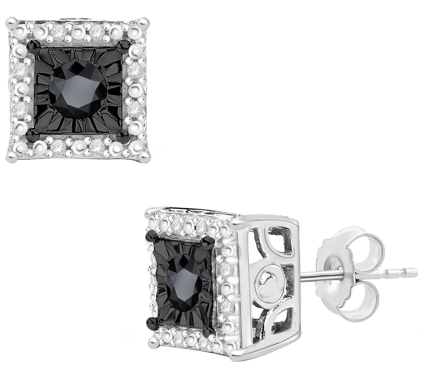 Affinity 0.25 cttw Square Diamond Stud Earrings, Sterling