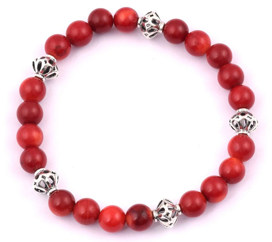 Artisan Crafted Sterling Silver Coral Bead Bracelet