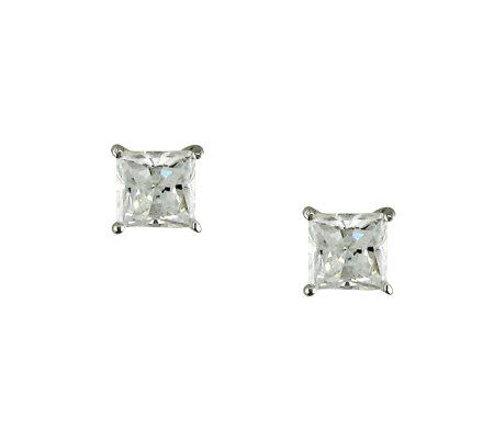 Diamonique 1.00 ct tw Princess Cut Stu d Earrings