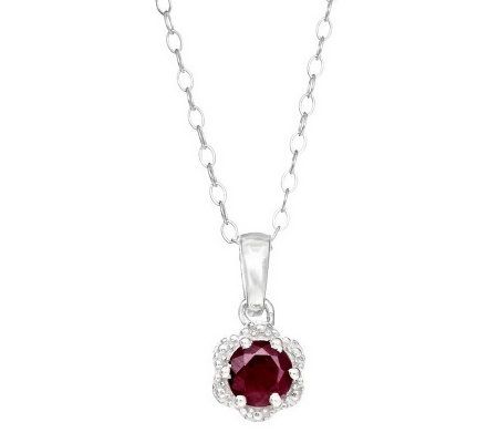 Sterling Birthstone Round Pendant with Chain
