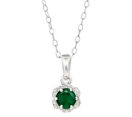 Sterling Birthstone Round Pendant with Chain