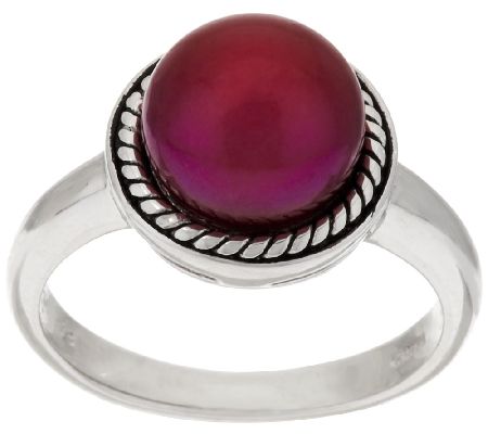 Honora Cultured Pearl 8.5mm Rope Border Sterling Ring - QVC.com