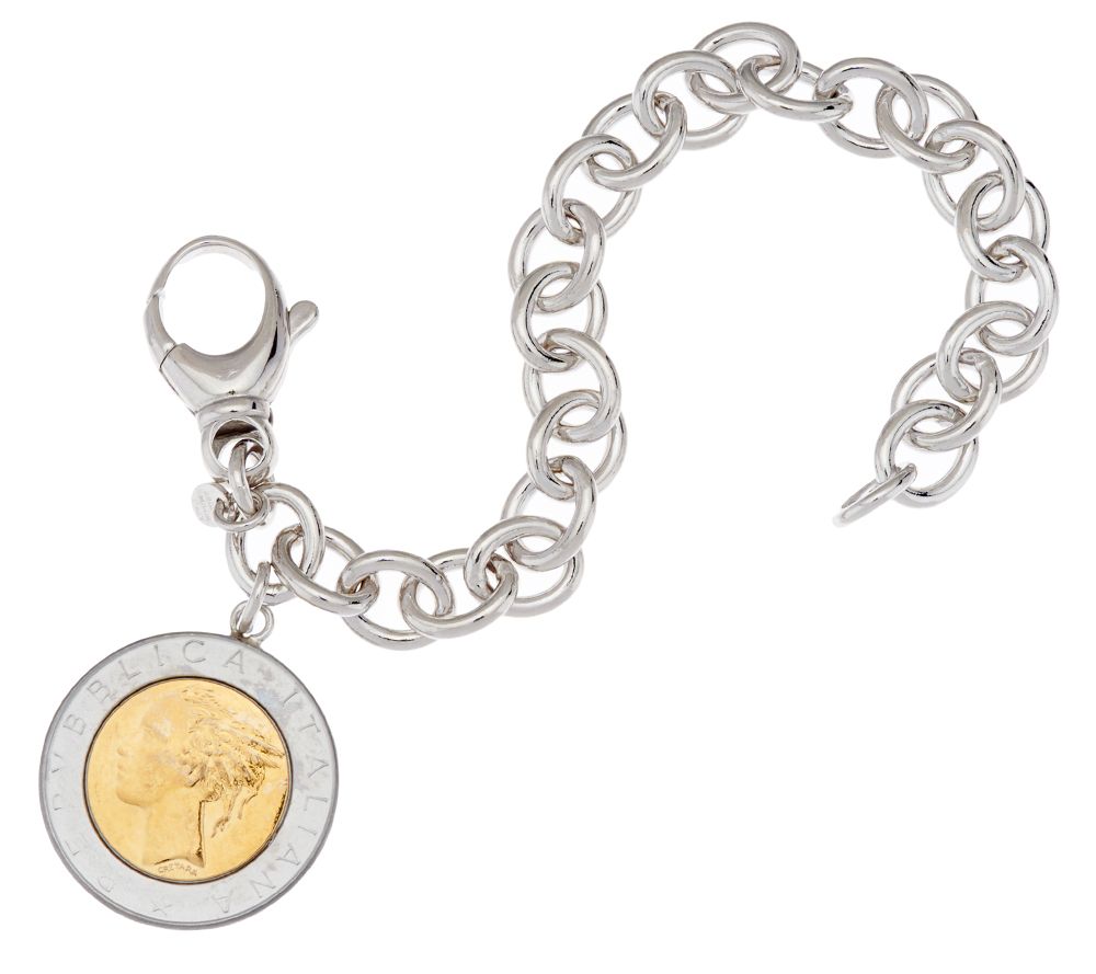 Bronze 500 Lire Coin Oval Rolo Link Bracelet by Bronzo Italia - QVC.com