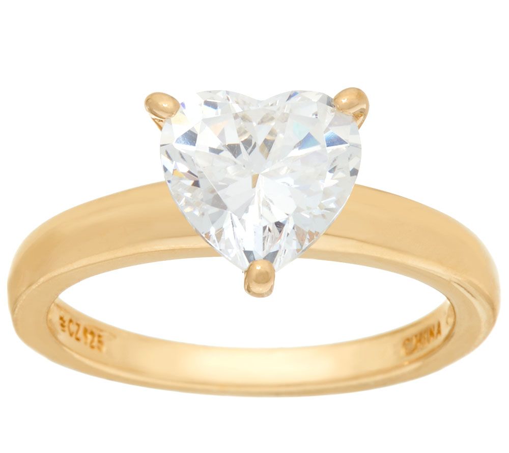 Diamonique 2.00 cttw Solitaire Ring, 14K Yellow Clad