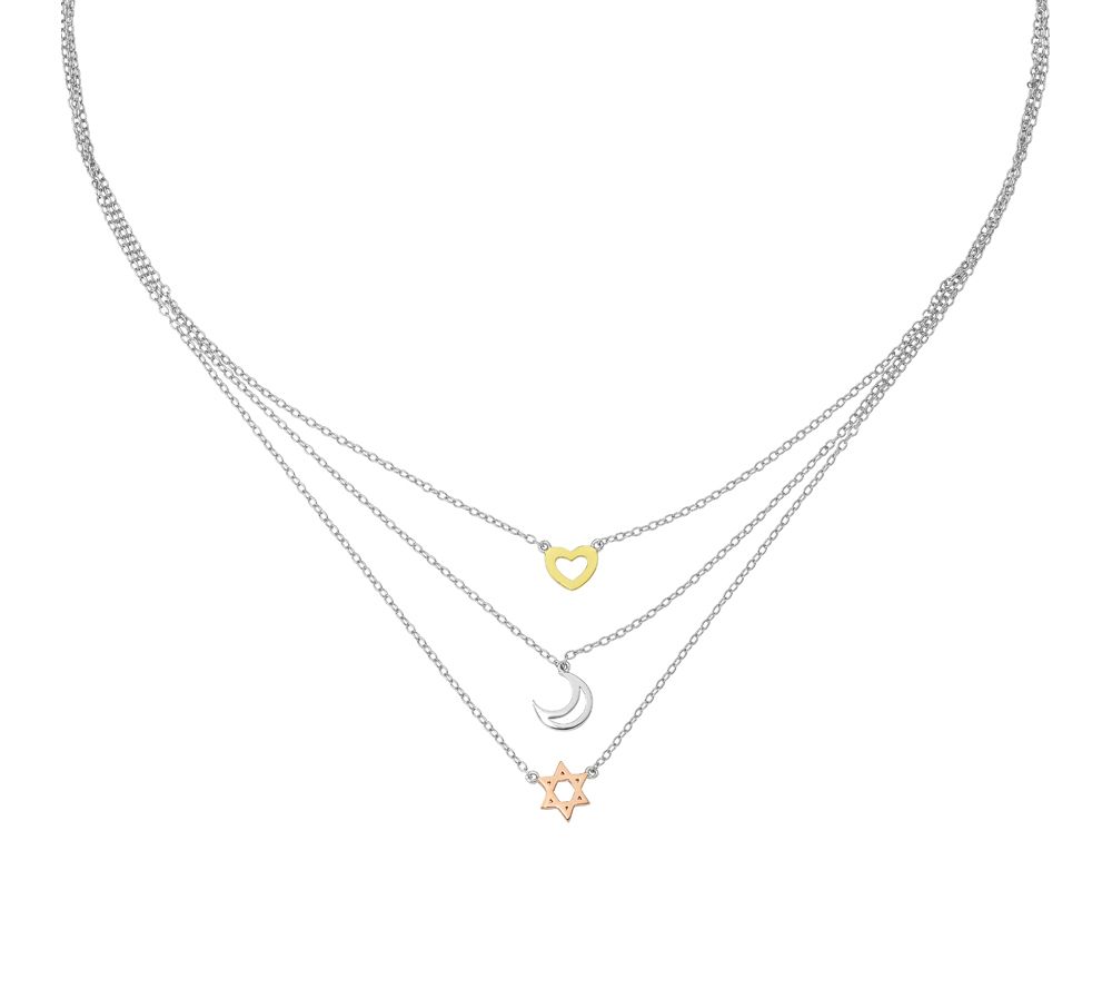 Adisaer Gold Plated Pendant Necklaces for Women Cubic Zirconia Star Moon White 