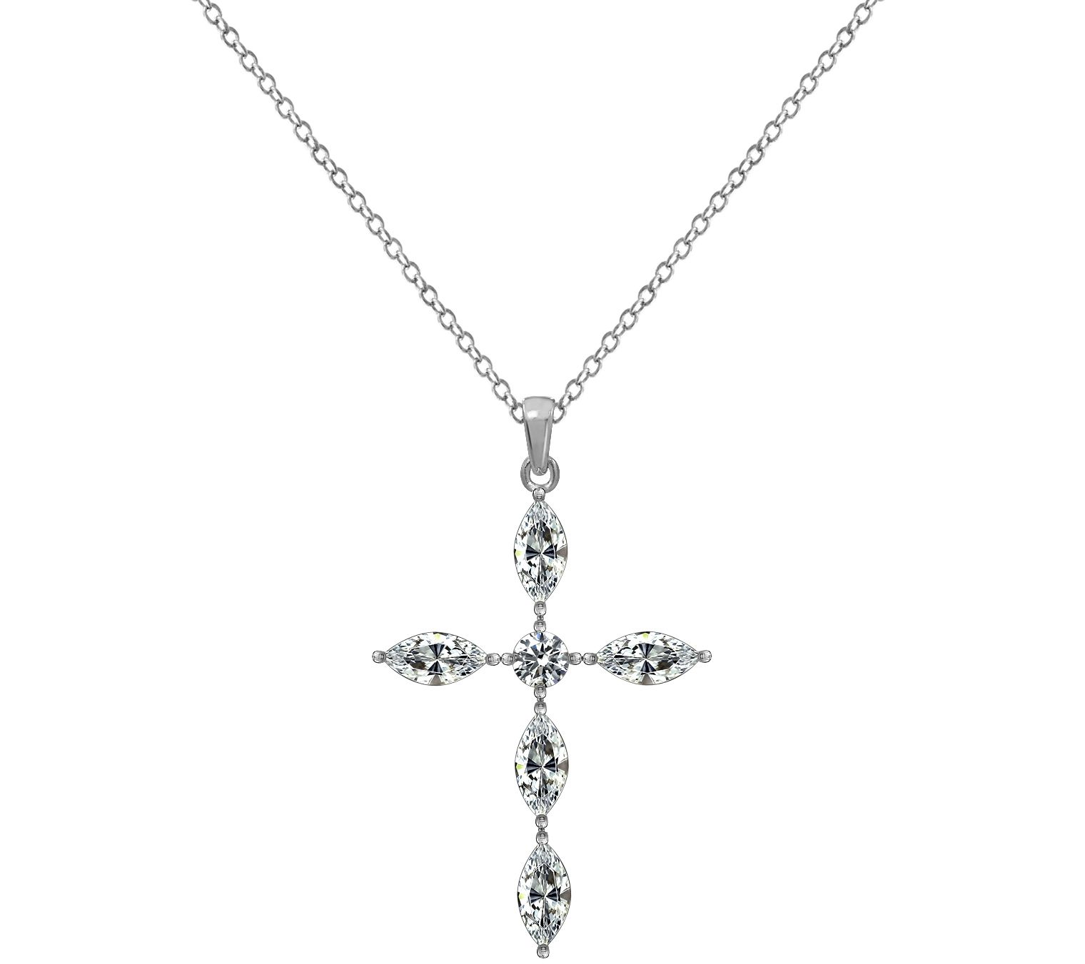 Diamonique 2.15 cttw Marquise Cross Pendant, Platinum Plated - QVC.com