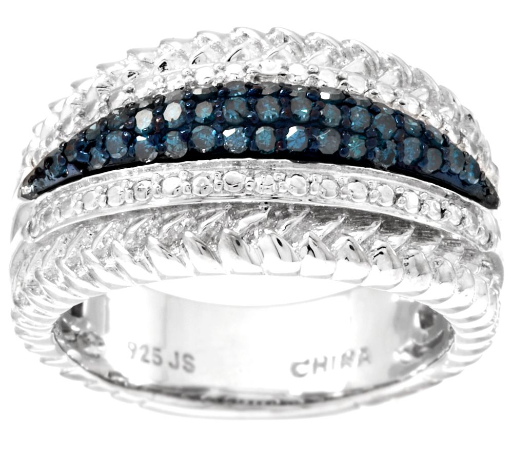 Affinity 3/10 Cttw Blue Diamond Band Ri Ng, Sterling - QVC.com