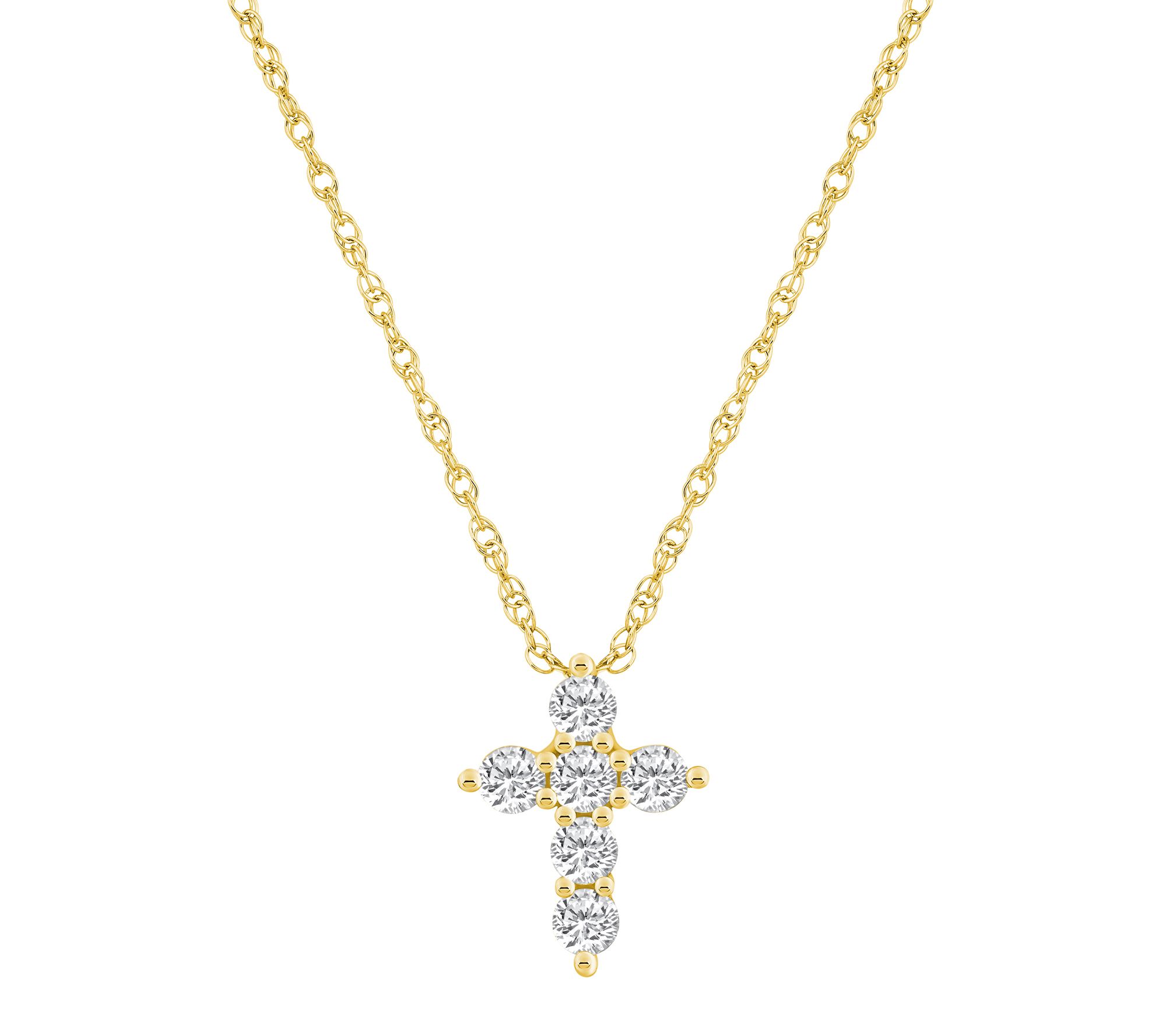 Affinity 0.50 cttw Diamond Cross Pendant w/ Cha in, 14K Gold