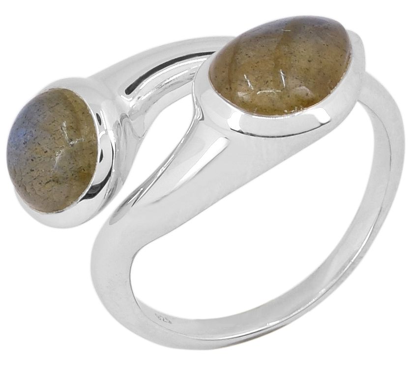 Sterling Silver Labradorite 2 Stone Bypass Ring