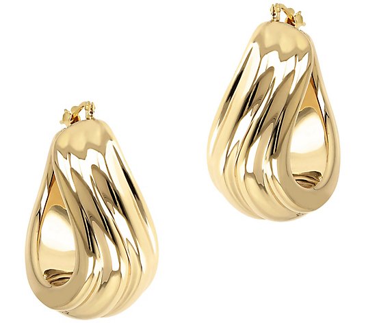 Oro Nuovo Ribbed Twist Hoop Earrings, 14K Gold Over Resin