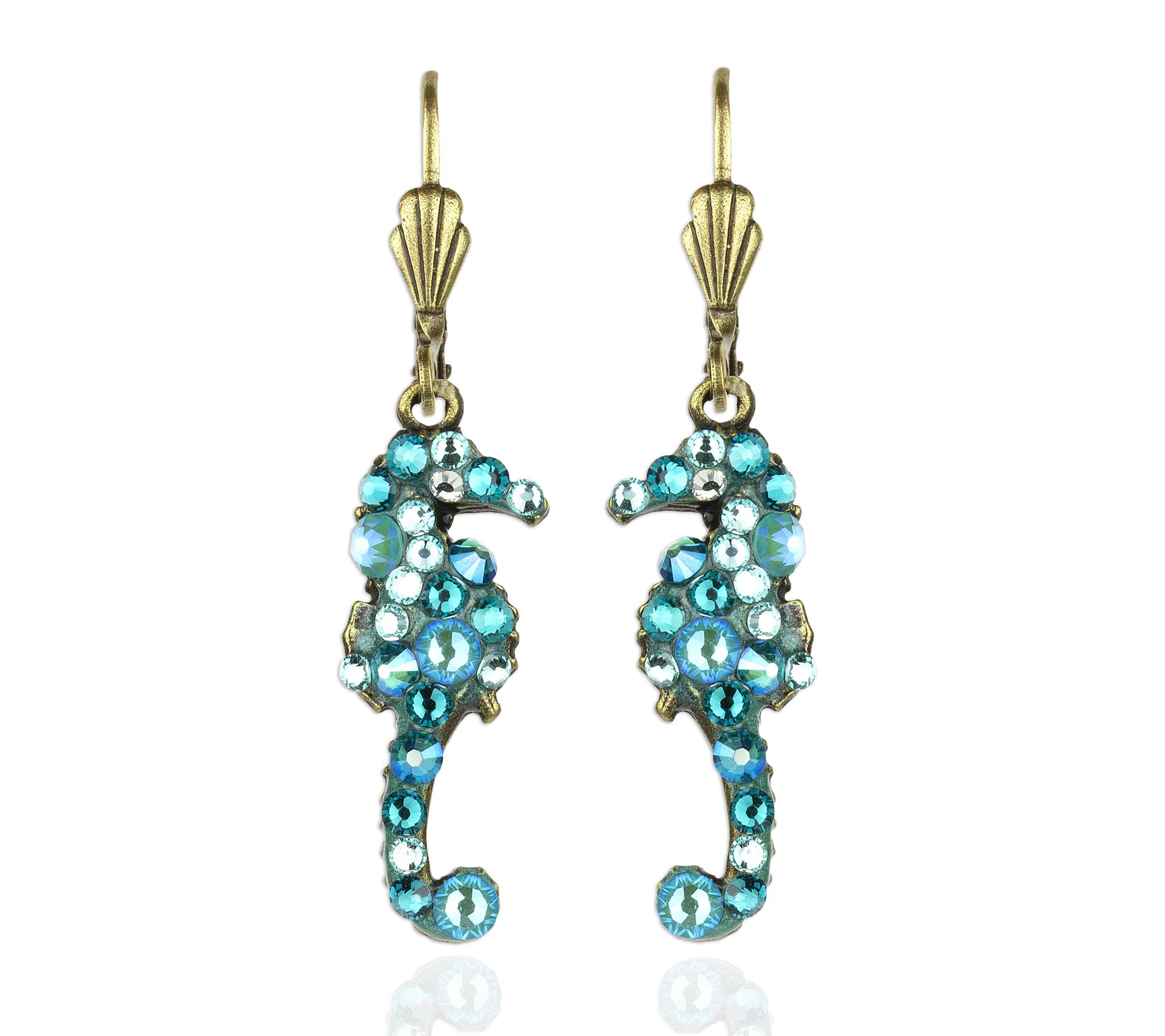 Anne Koplik Crystal Seahorse Dangle Earrings