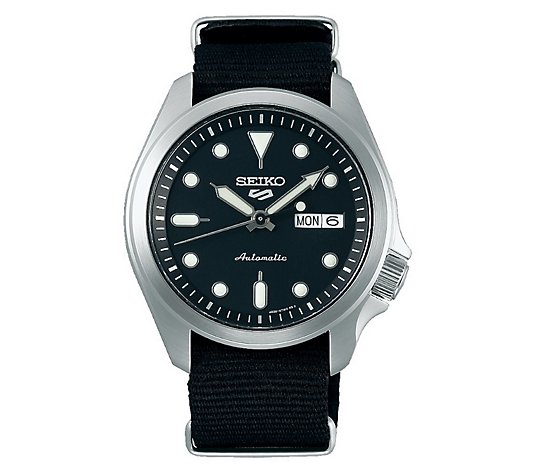 Seiko Men's Automatic Stainless Steel Black Strap Watch