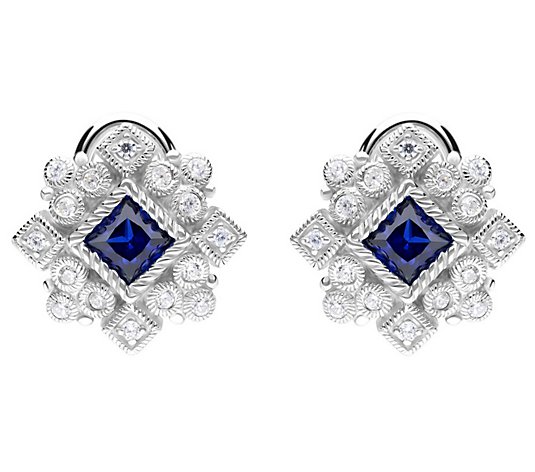 JUDITH Classic Sterling Silver Simulated Gemstone Earrings