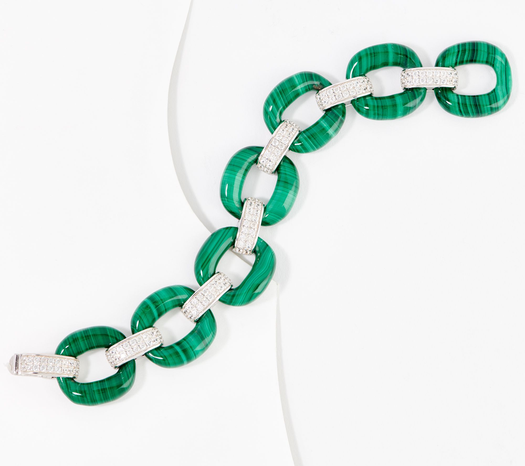 Affinity Gems Opaque Gemstone & White Zircon Link Bracelet, Sterling Silver
