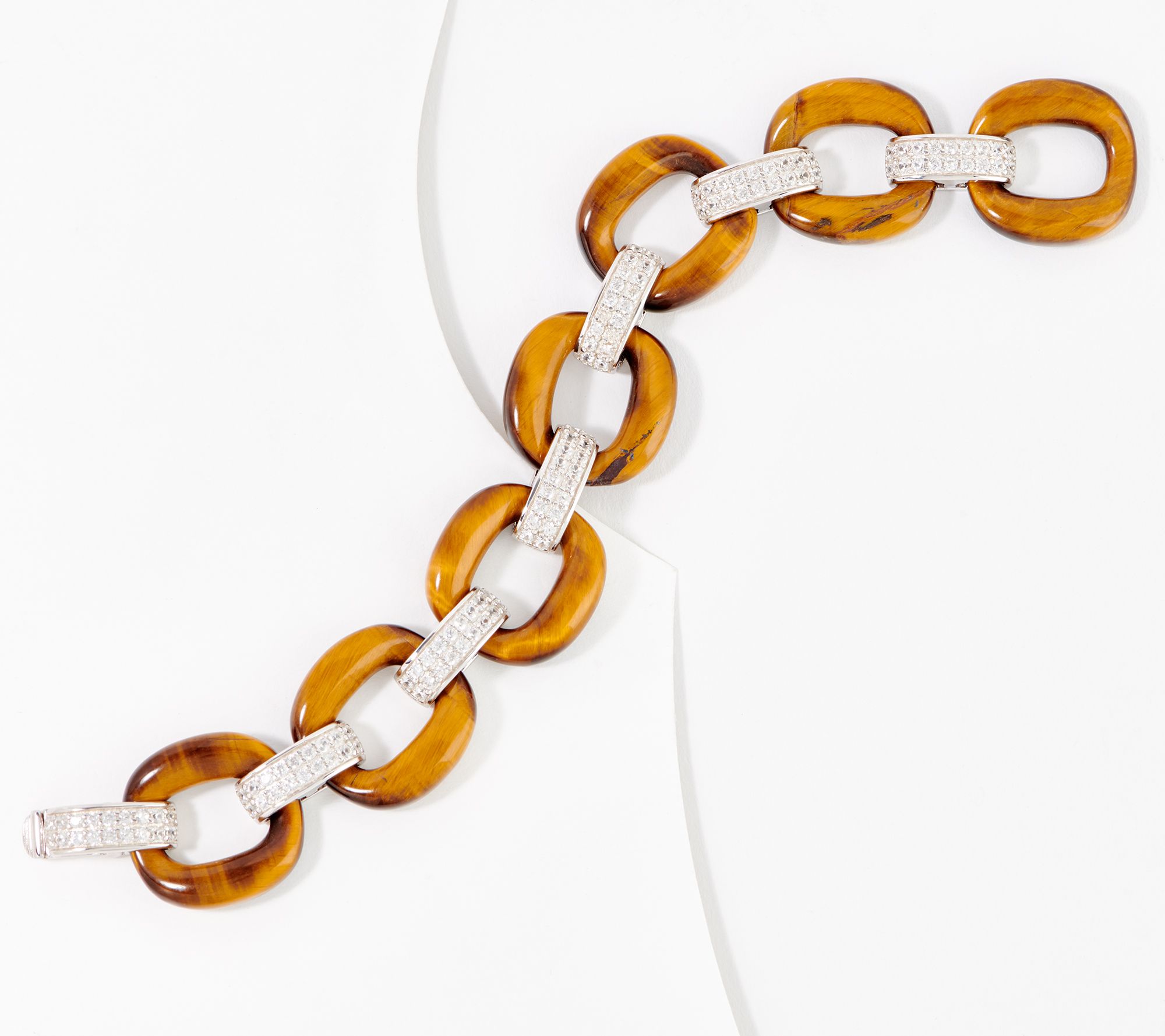 Affinity Gems Opaque Gemstone & White Zircon Link Bracelet, Sterling Silver