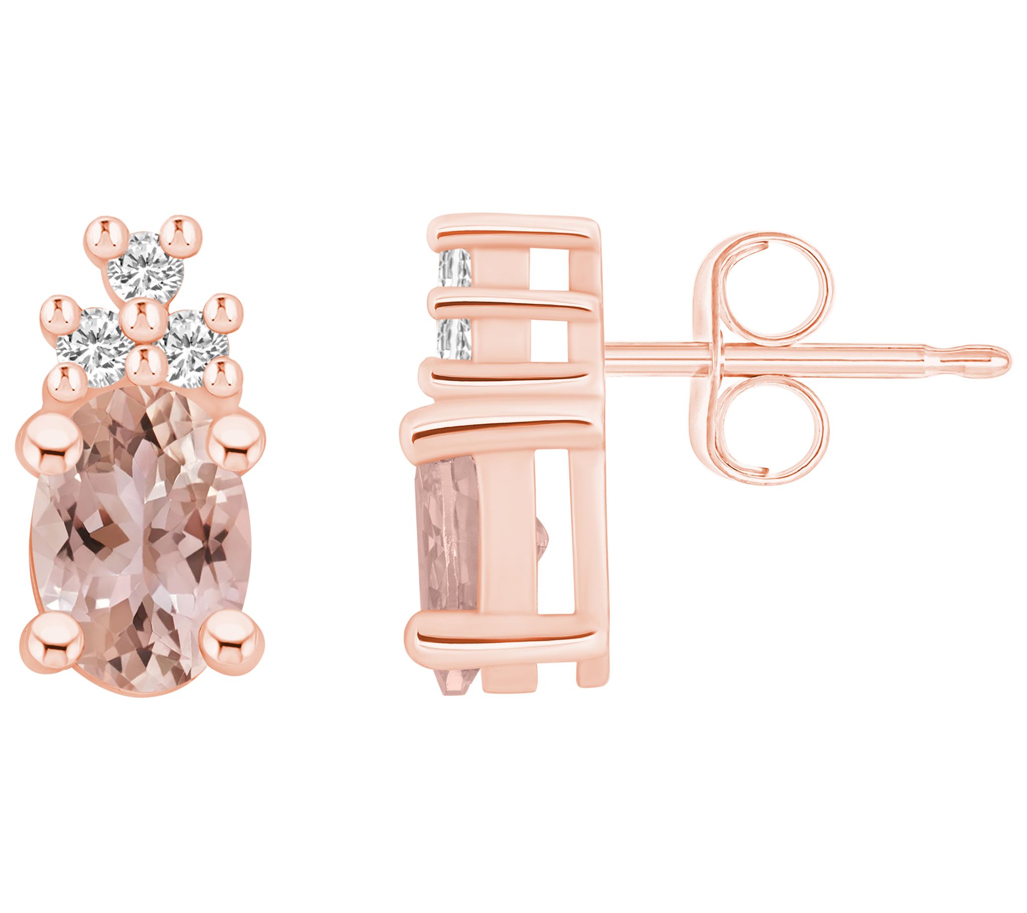 Affinity Gems 14K 1.40 cttw Morganite 0.15 cttwDiamond Studs