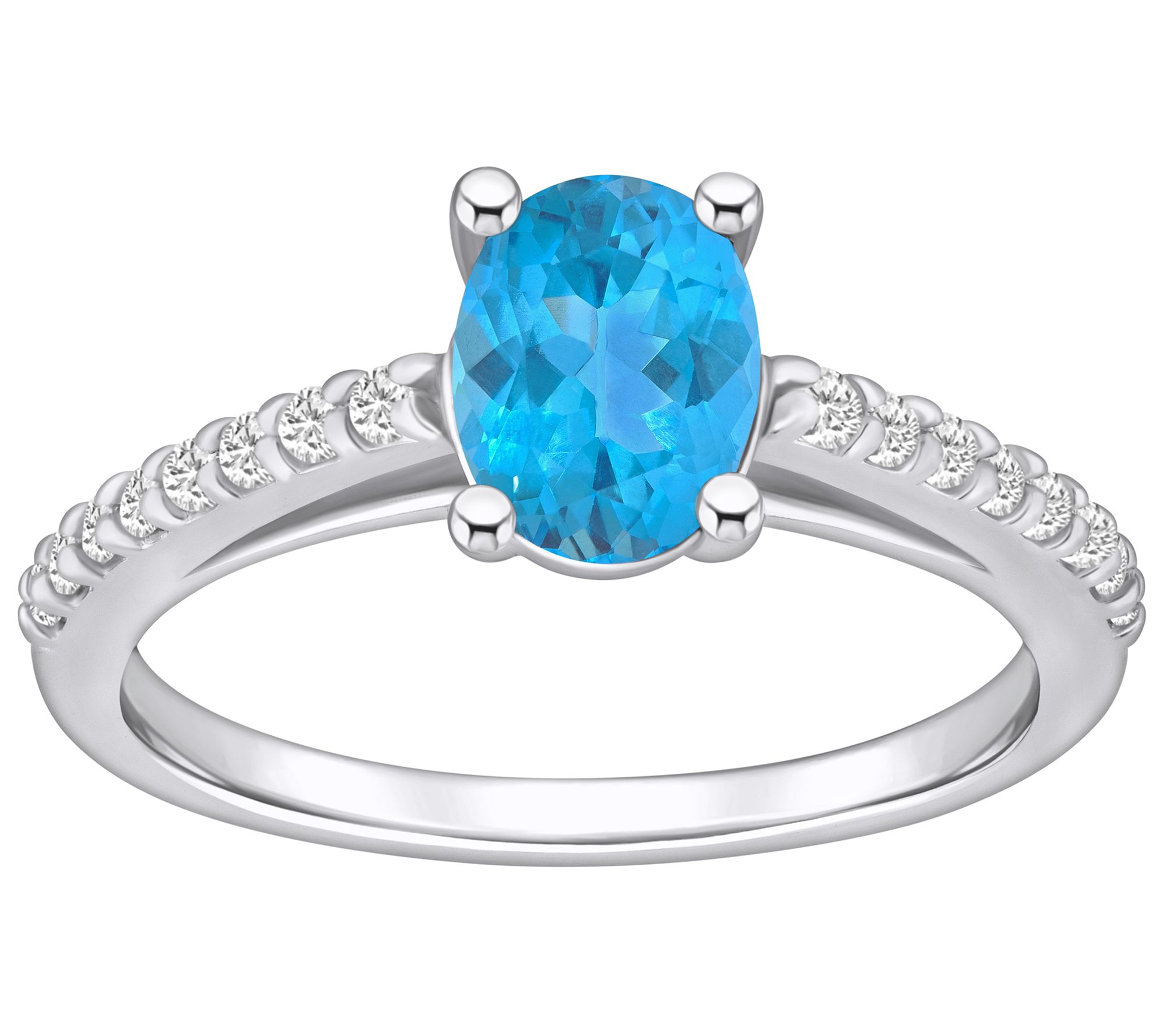 Affinity Gems Oval Gemstone & Diamond Ring, 14K White Gold