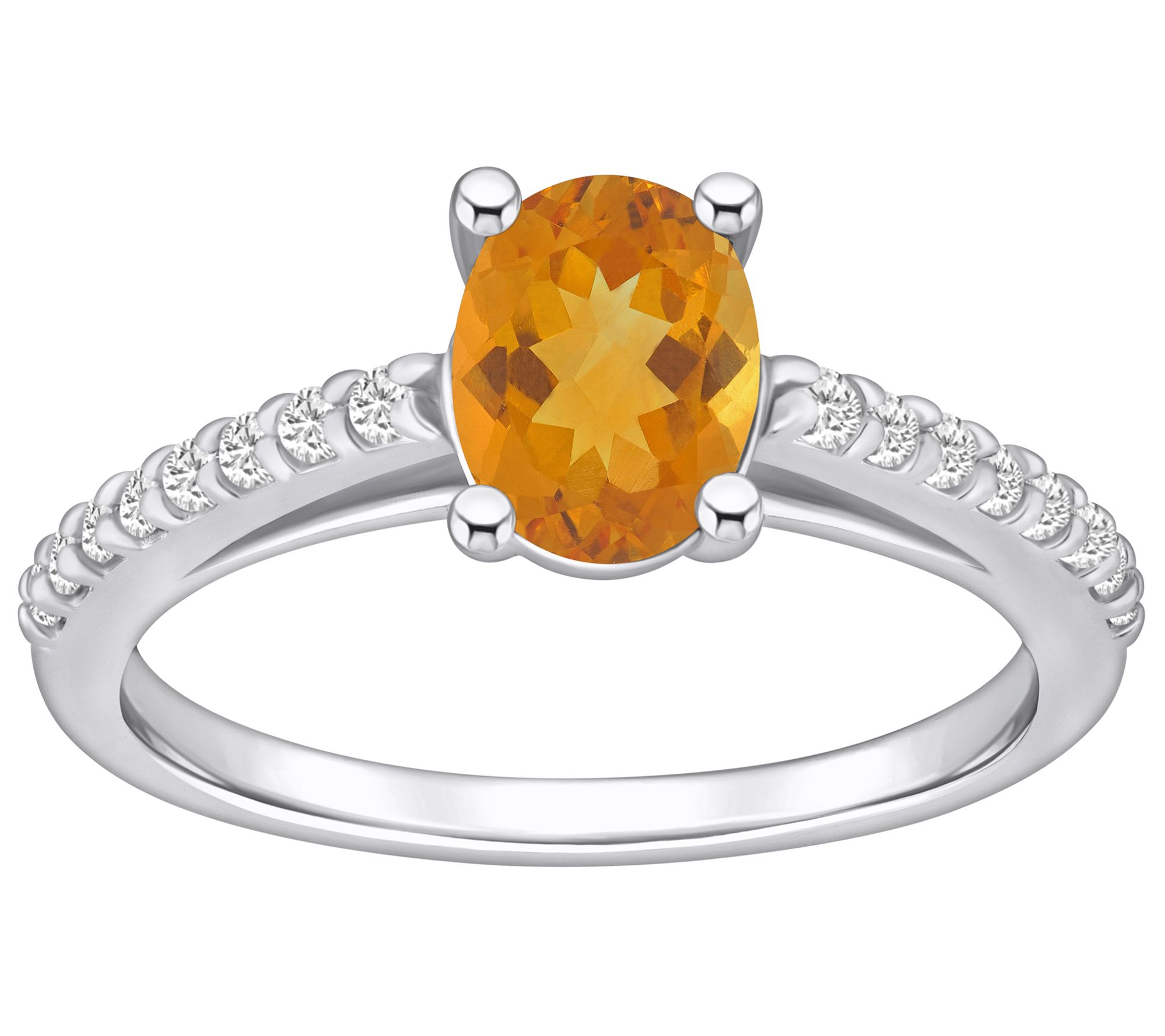 Affinity Gems Oval Gemstone & Diamond Ring, 14K White Gold