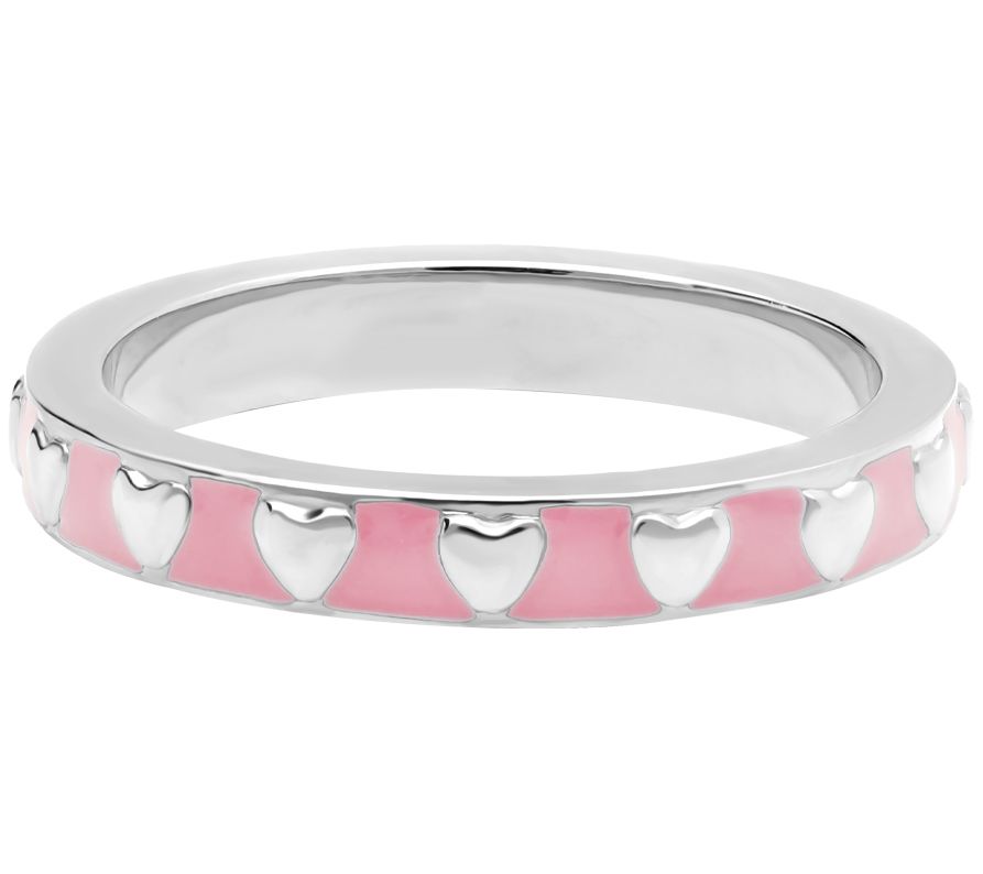 Elyse Ryan Sterling Silver Enamel Heart Stack R ing