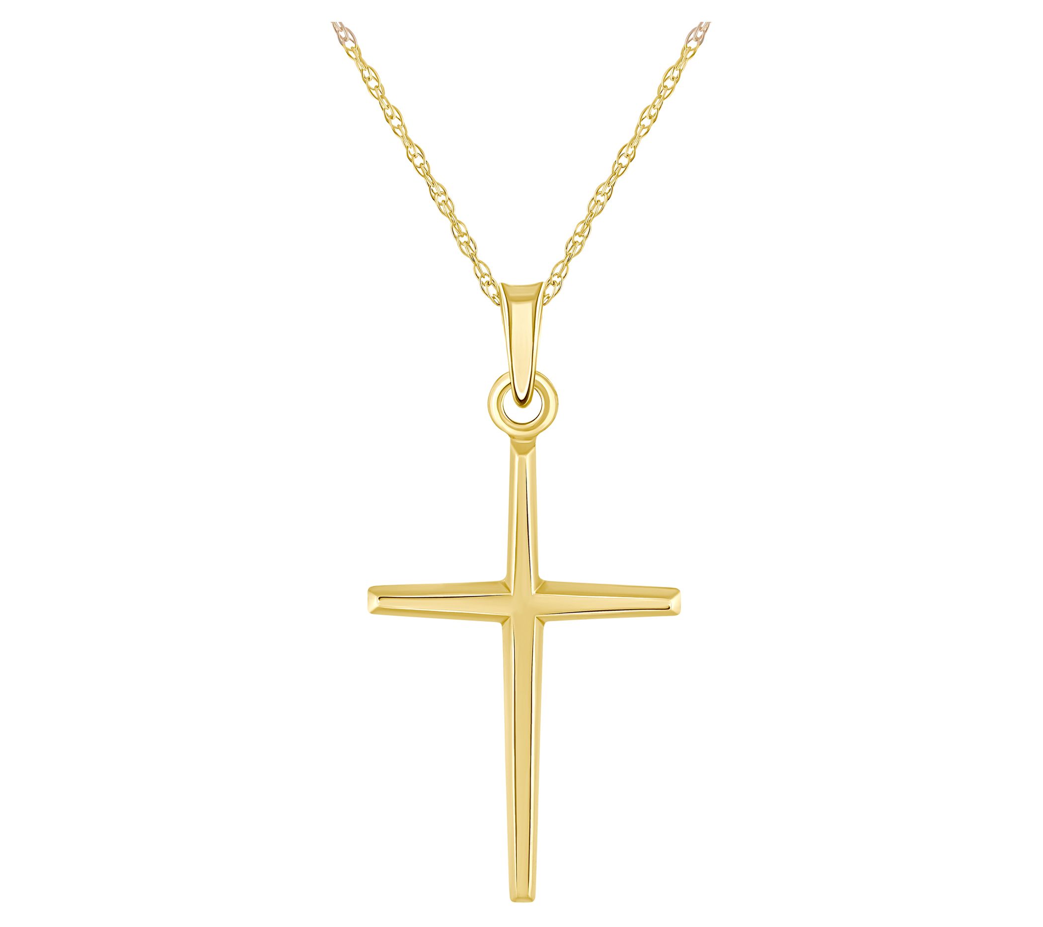 1" Cross Pendant w/ Chain, 14K Gold