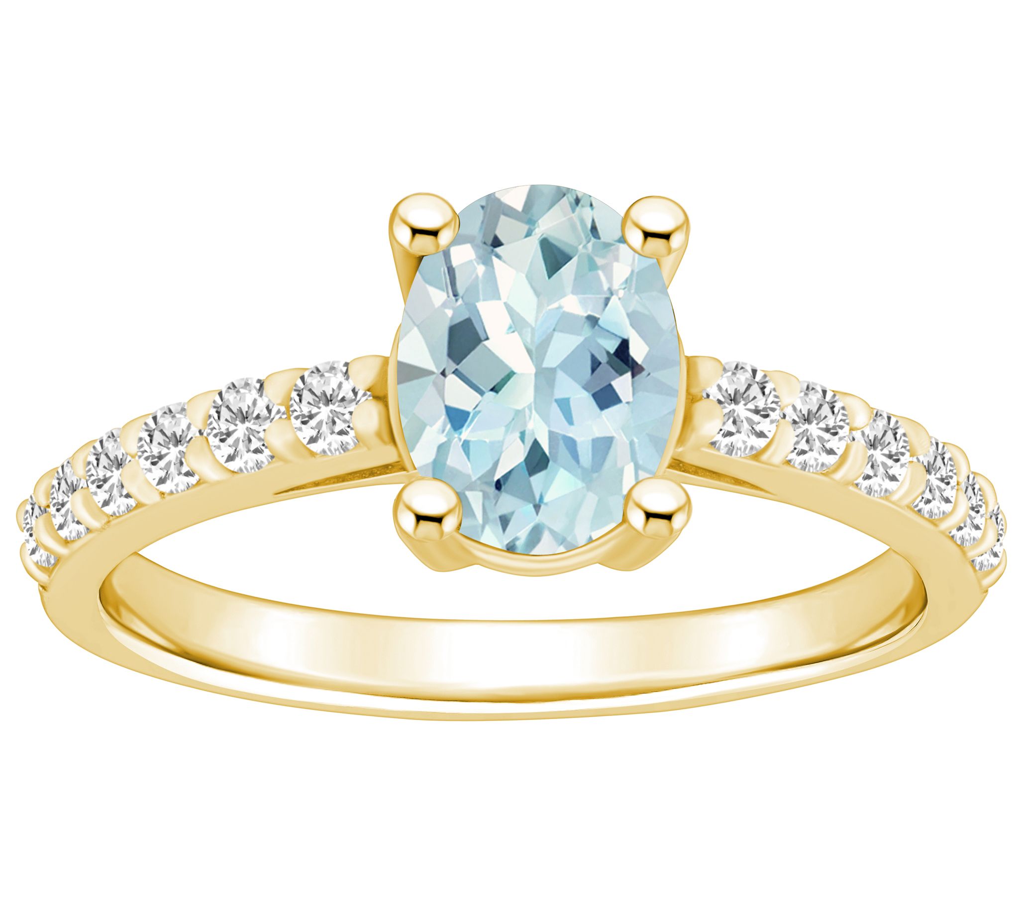 Affinity Gems Oval Aquamarine & Diamond Ring, 14K Gold