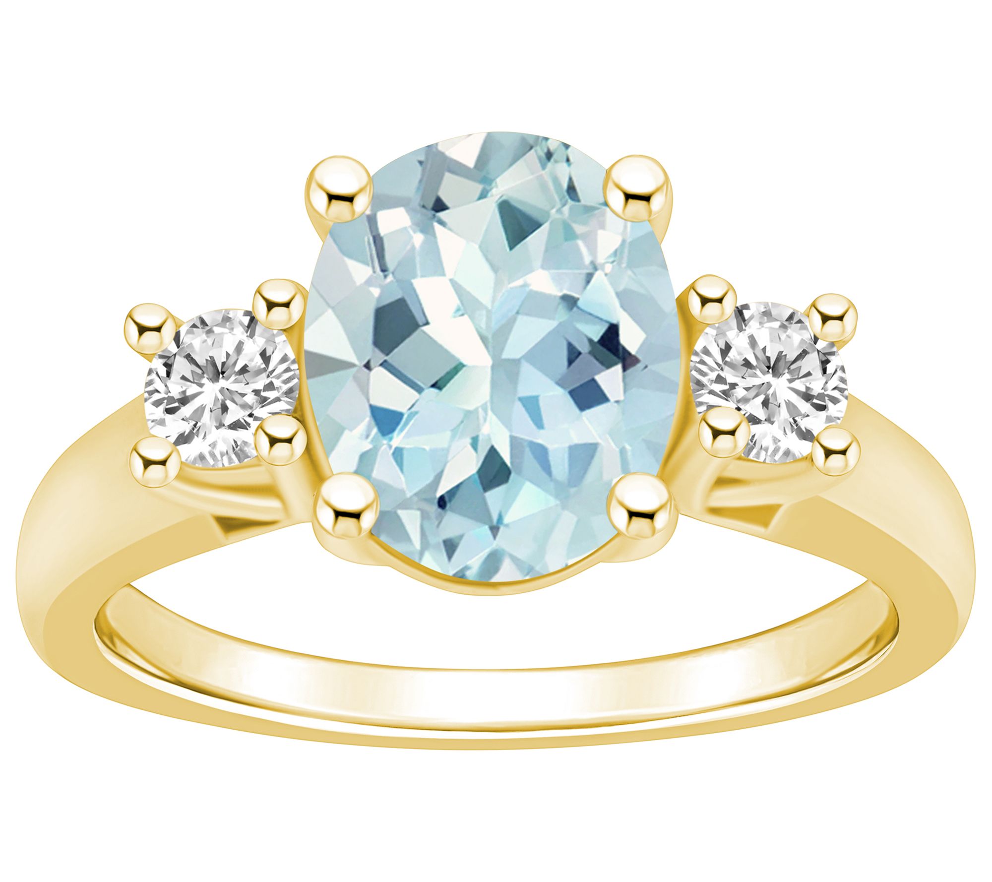 Affinity Gems Oval Cut Aquamarine & Diamond Ring, 14K Gold