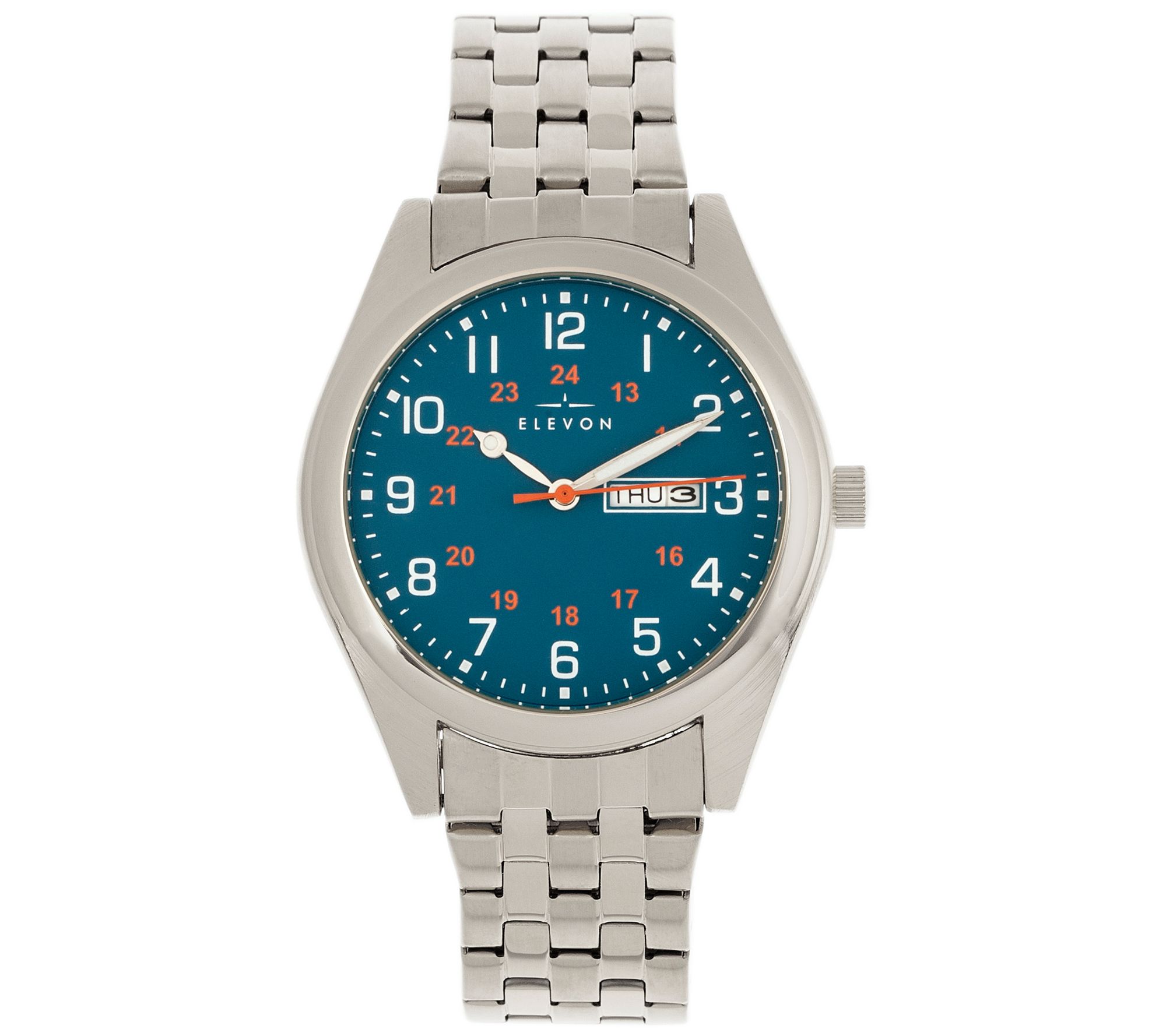 Elevon Men's Gann Silvertone Teal Dial Watch