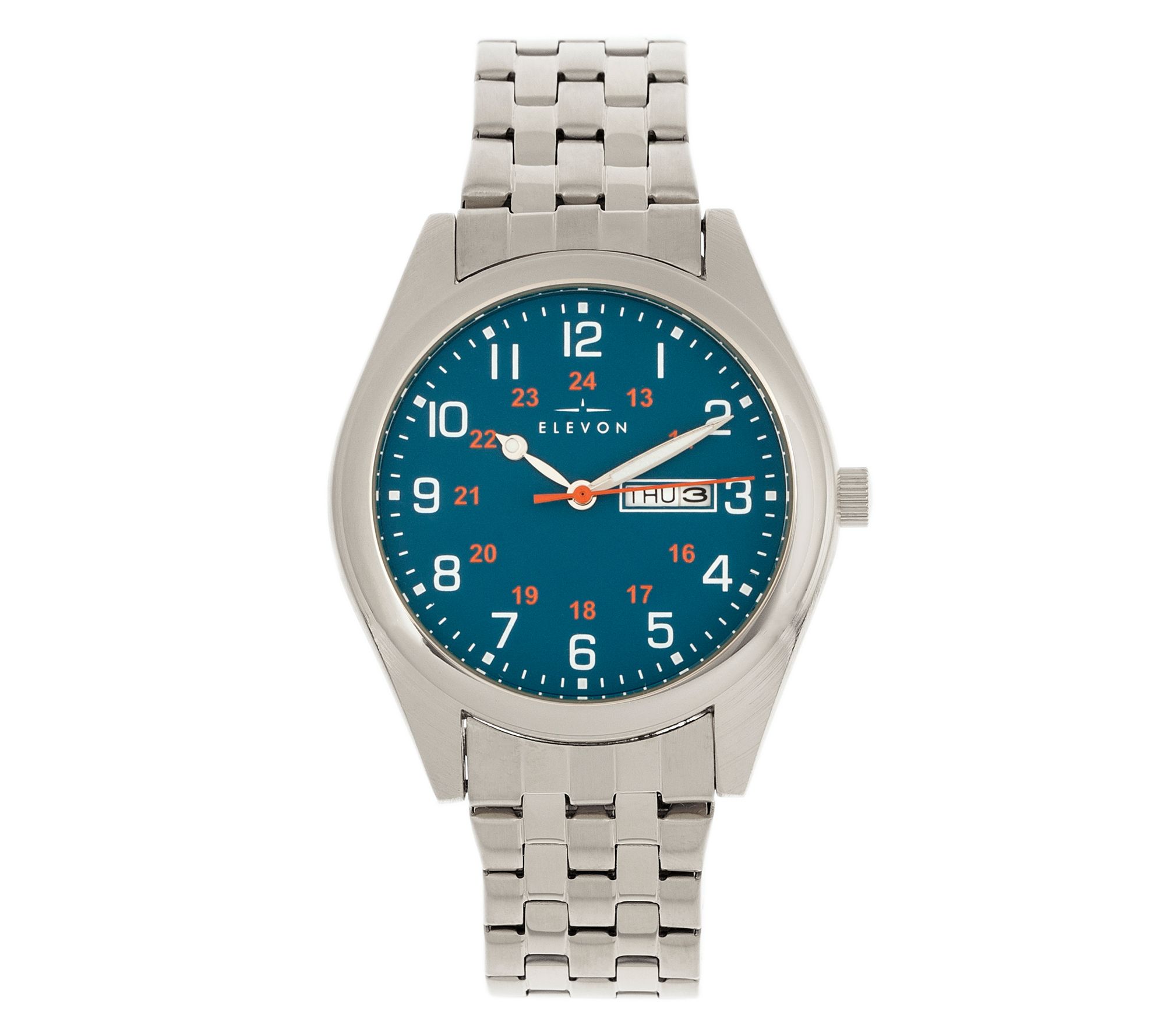 Elevon Men's Gann Silvertone Teal Dial Watch