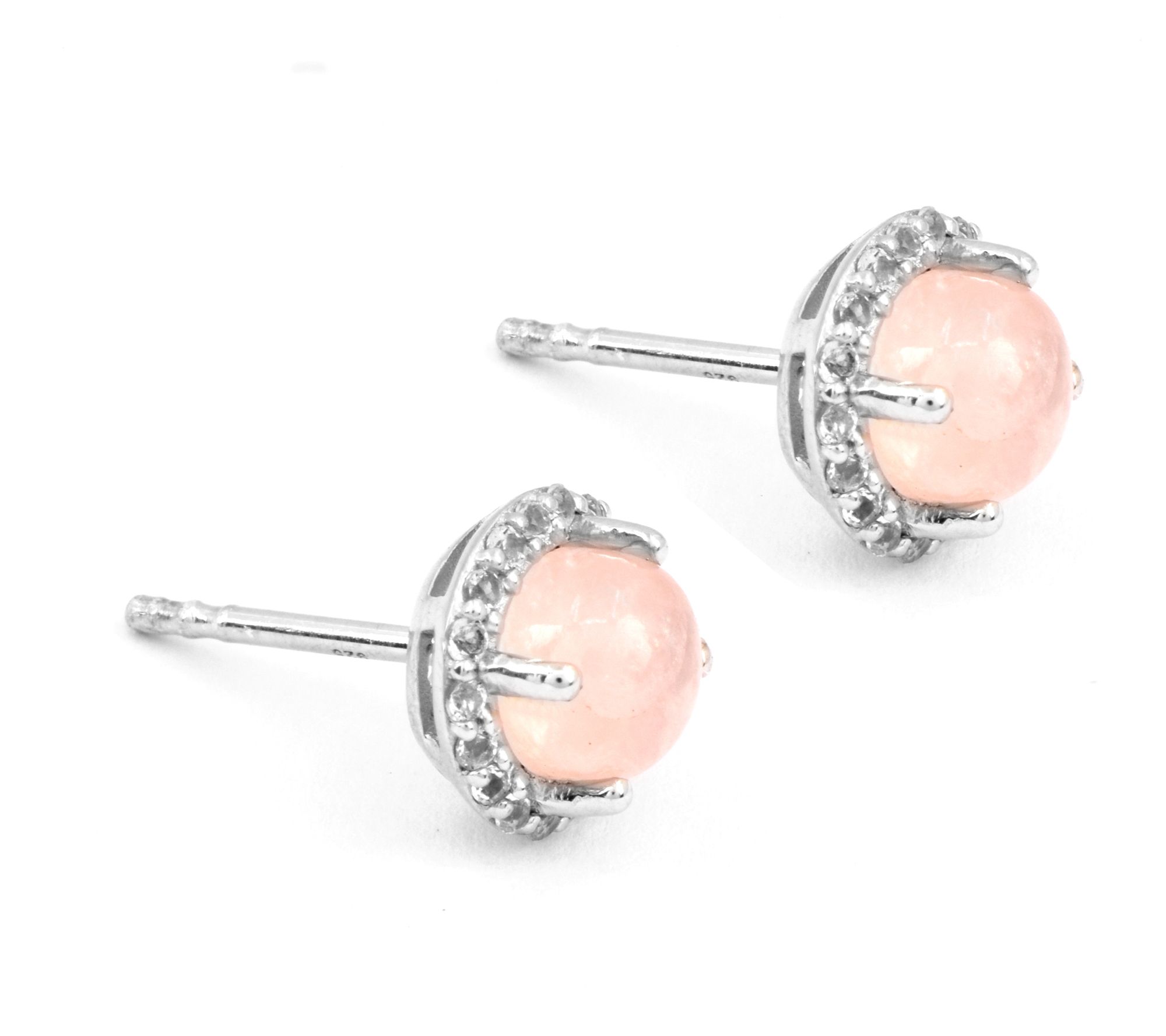 Affinity Gems Rose Quartz & White Topaz Earrings, Sterling