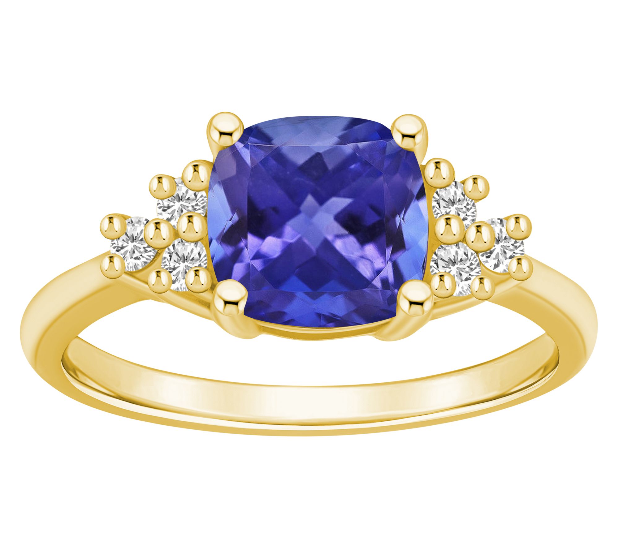 Affinity Gems Cushion Cut Tanzanite & Diamond Ring, 14K Gold