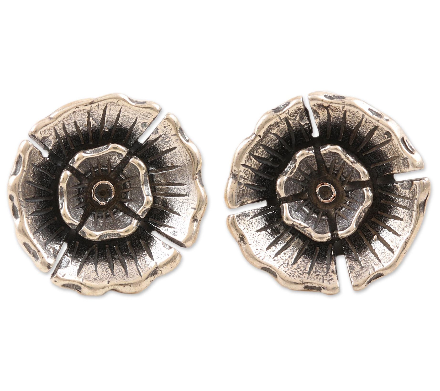 Novica Artisan Crafted Sterling Primrose Button Earrings