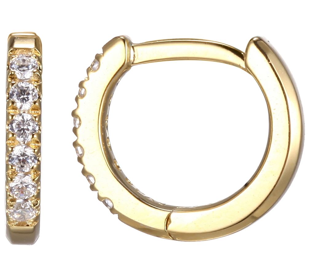 LuxLab Diamond Lab Grown Hinged Hoop Earrings, 18K Gold Plated - QVC.com