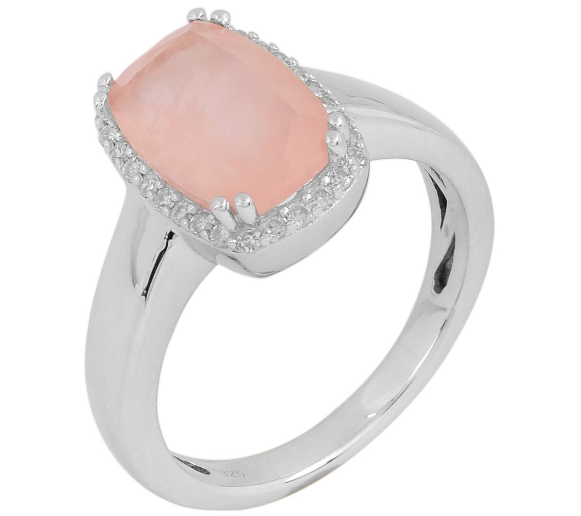 Affinity Gems Diamond & Rose Quartz Ring, Sterling