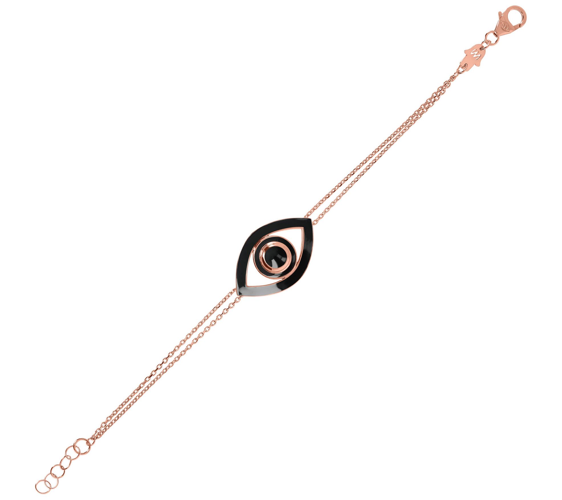 Netali Nissim Enamel Bold Evil Eye Bracelet, 18K Rose Plated