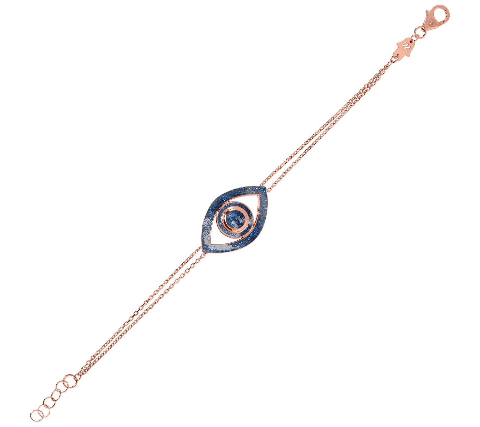 Netali Nissim Enamel Bold Evil Eye Bracelet, 18K Rose Plated