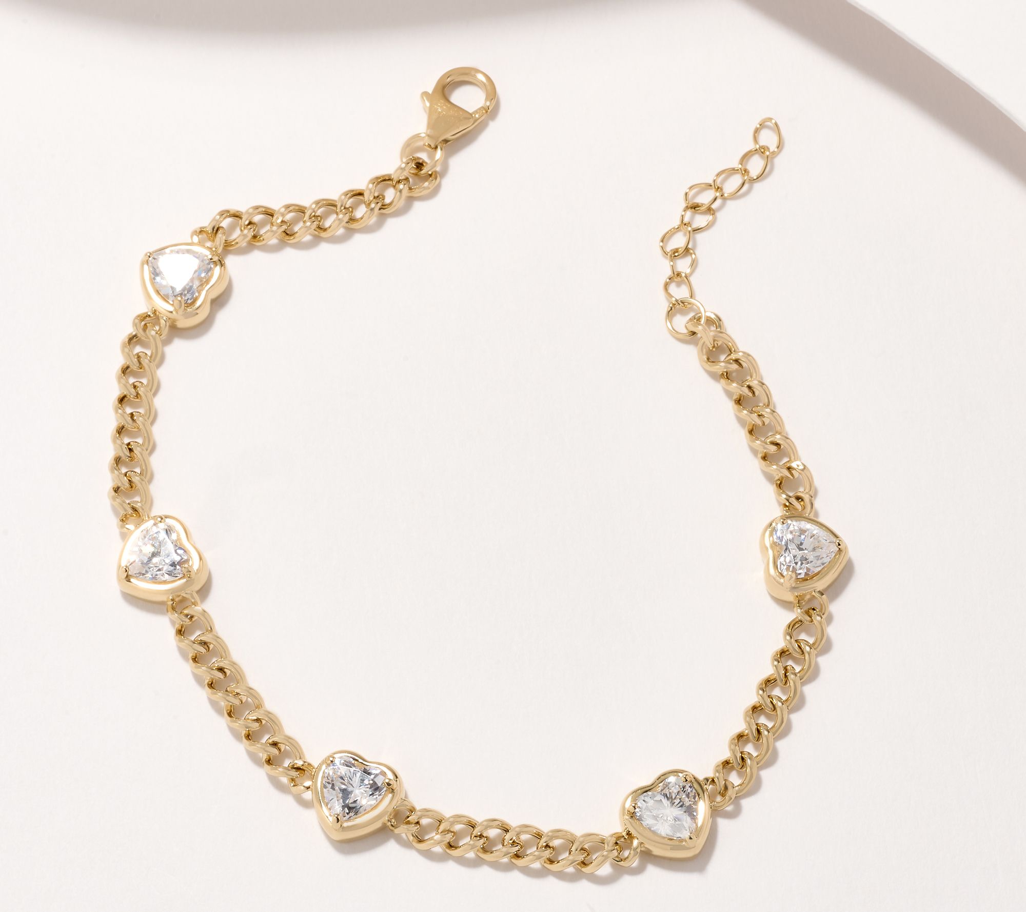 Diamonique x Jennifer Miller Heart Station Bracelet, Sterling Silver