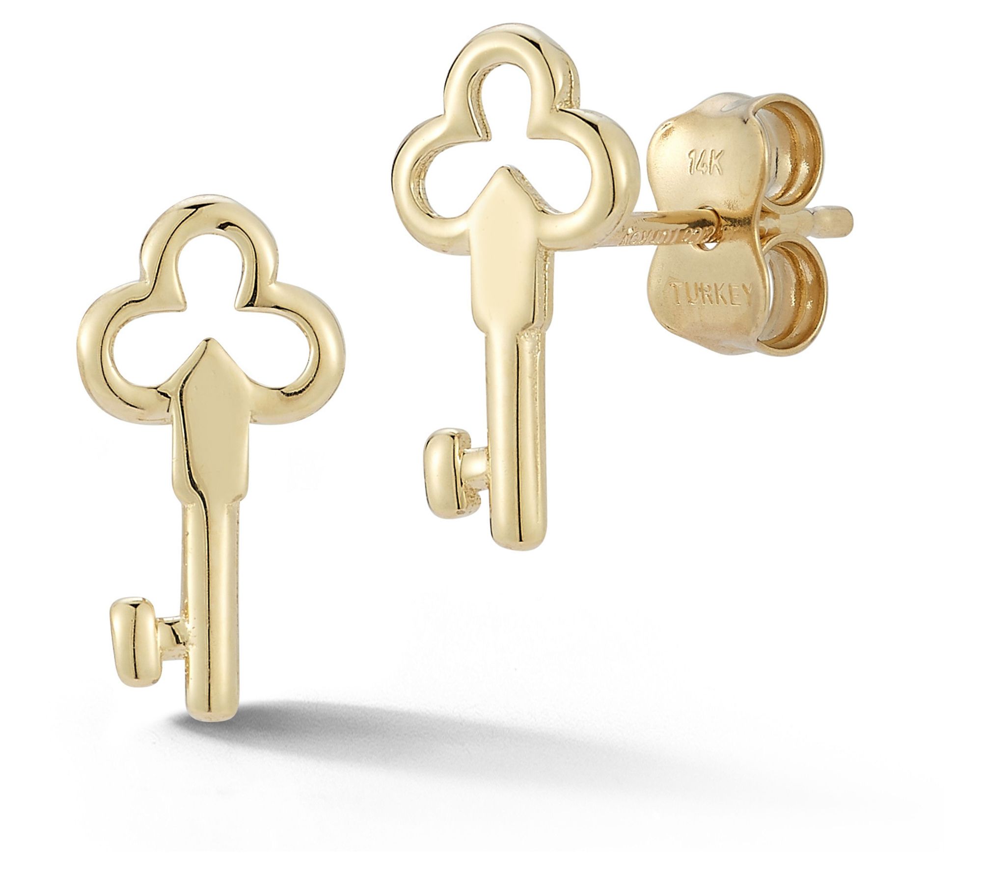 Luminosa Gold Key Stud Earrings, 14K