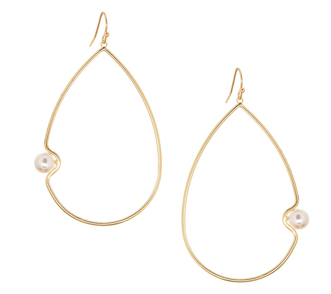 Marlyn Schiff F aux Pearl Inser t Teardrop Earr ing