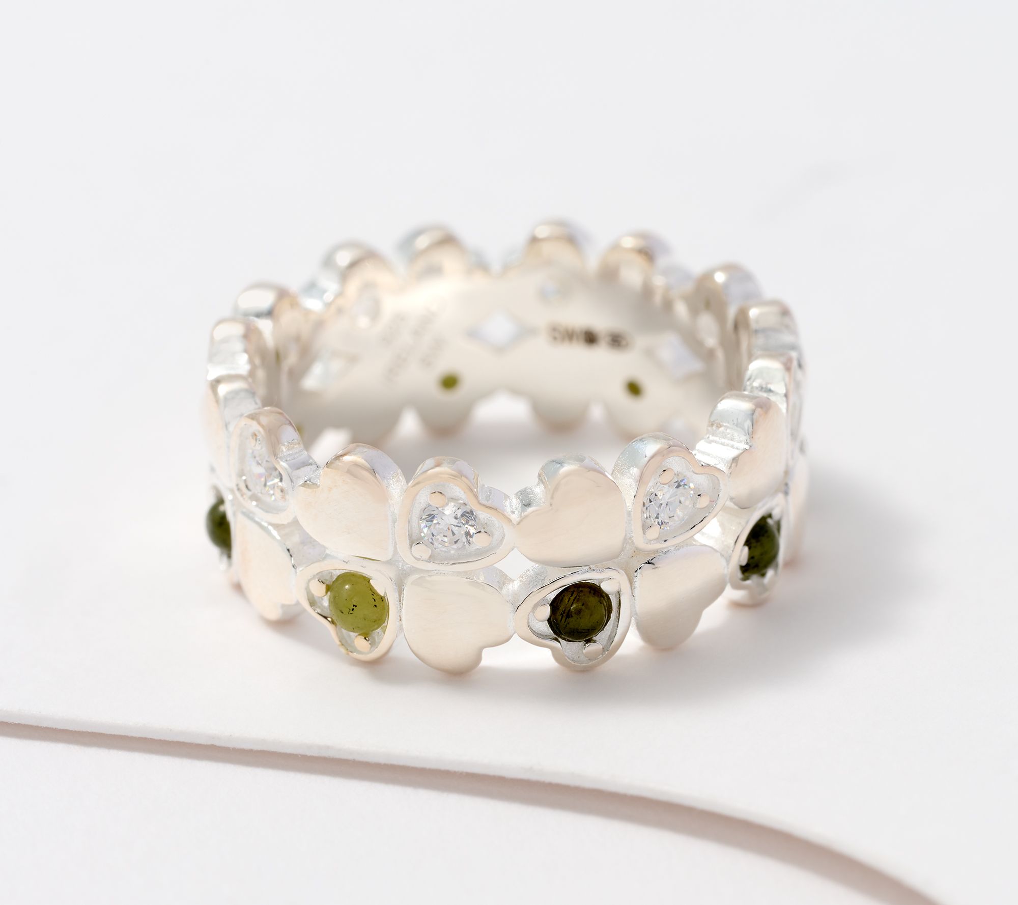 "As Is" Connemara Marble Sterling Silver Shamrock Band Ring