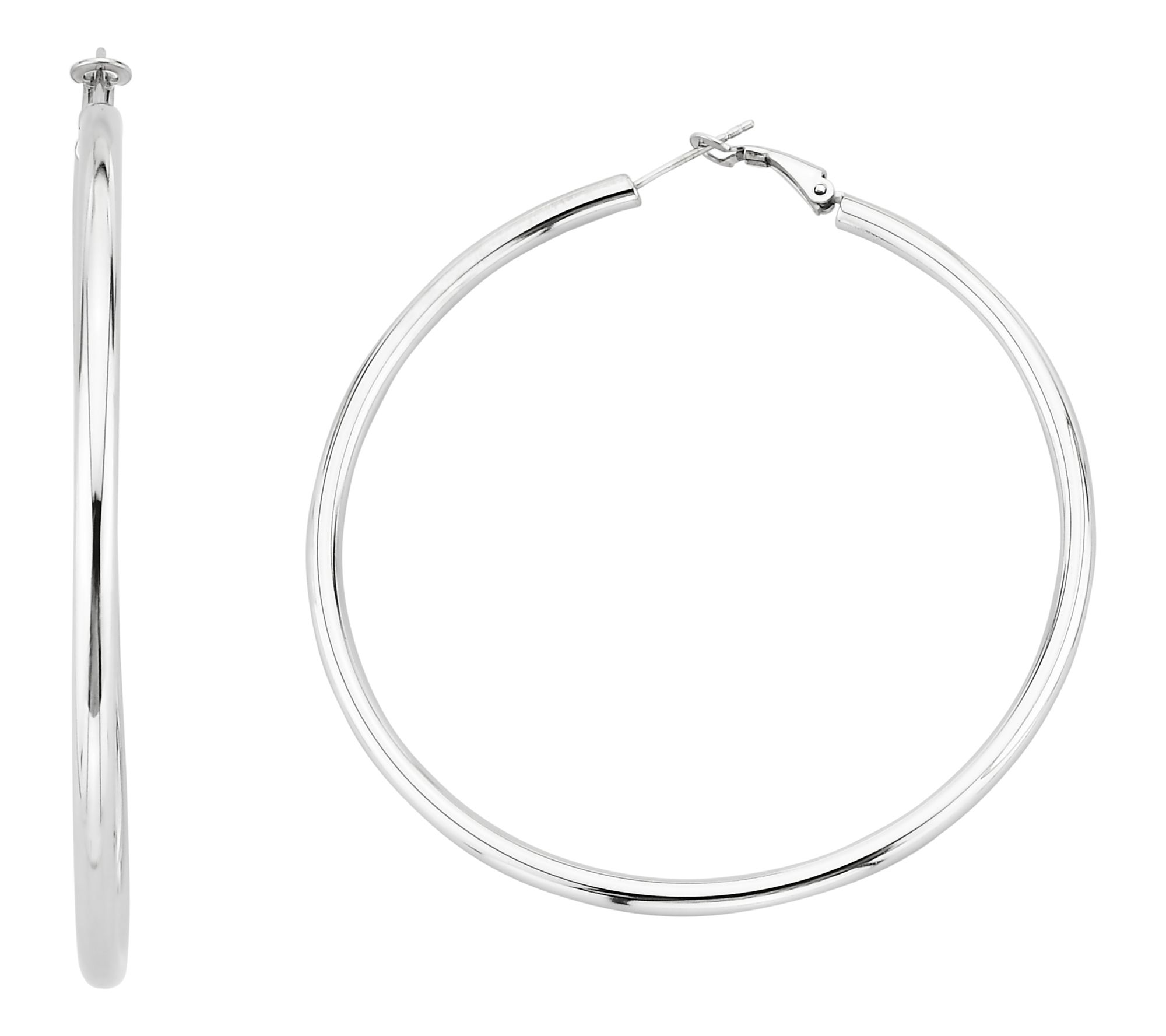 Silver Style 3" Polished Hoop Earrings, Sterling