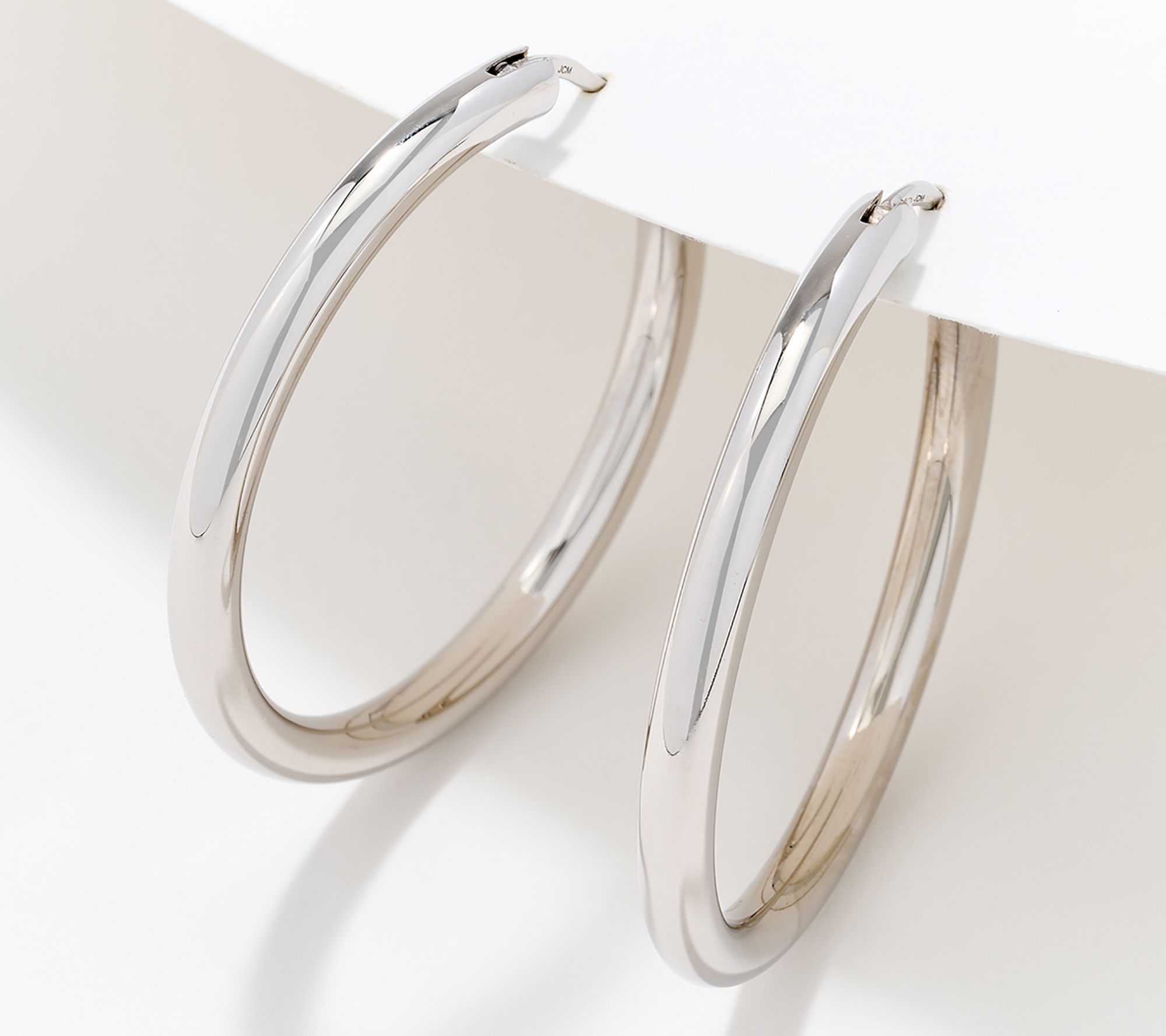 Silver Style Comfort Closure 1-1/2" Hoop Earrings, Sterling Silver