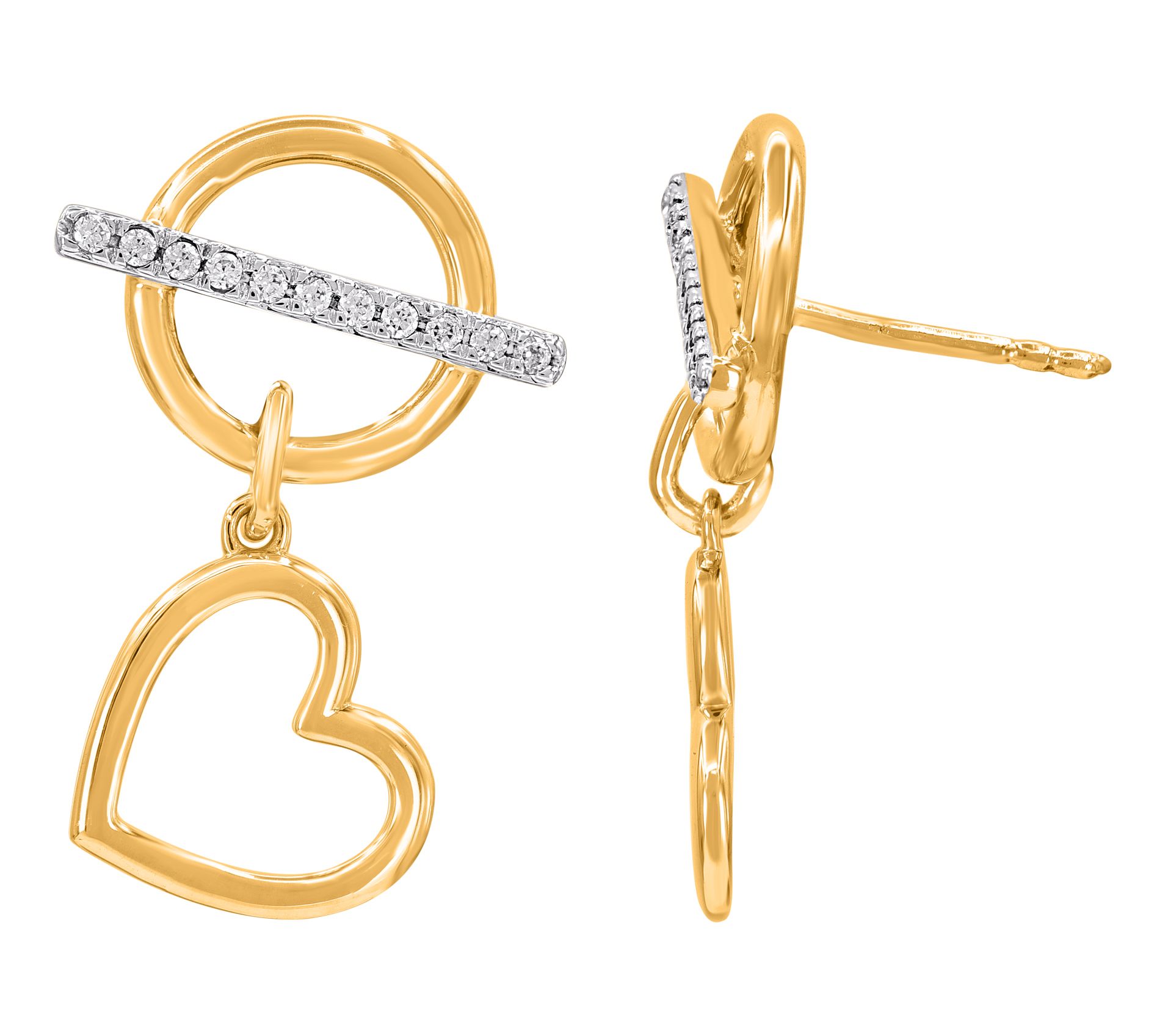 Affinity Diamonds Heart Dangle Earrings, 14K Gold