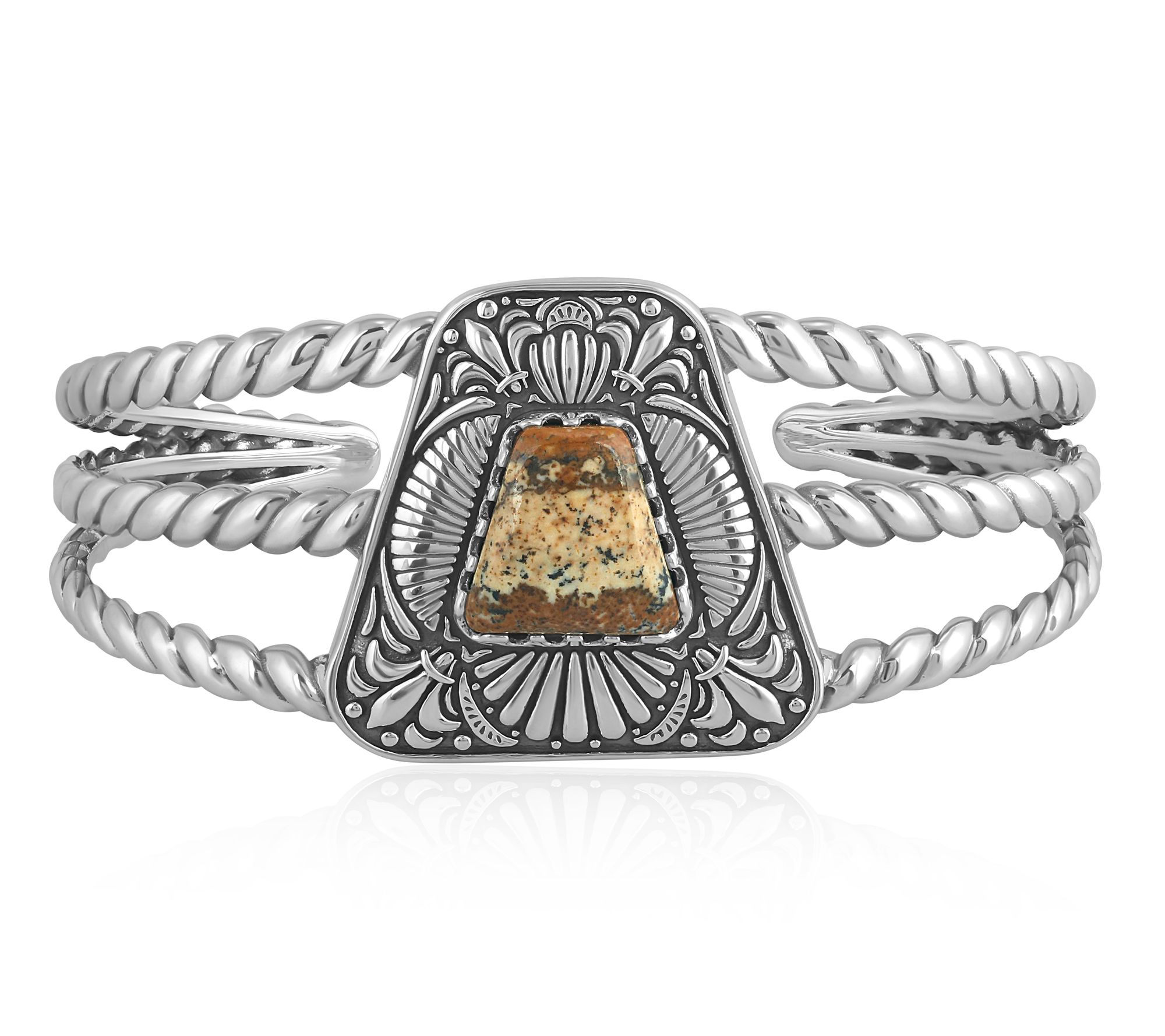 American West Sterling Silver Gemstone Trapezoid Cuff