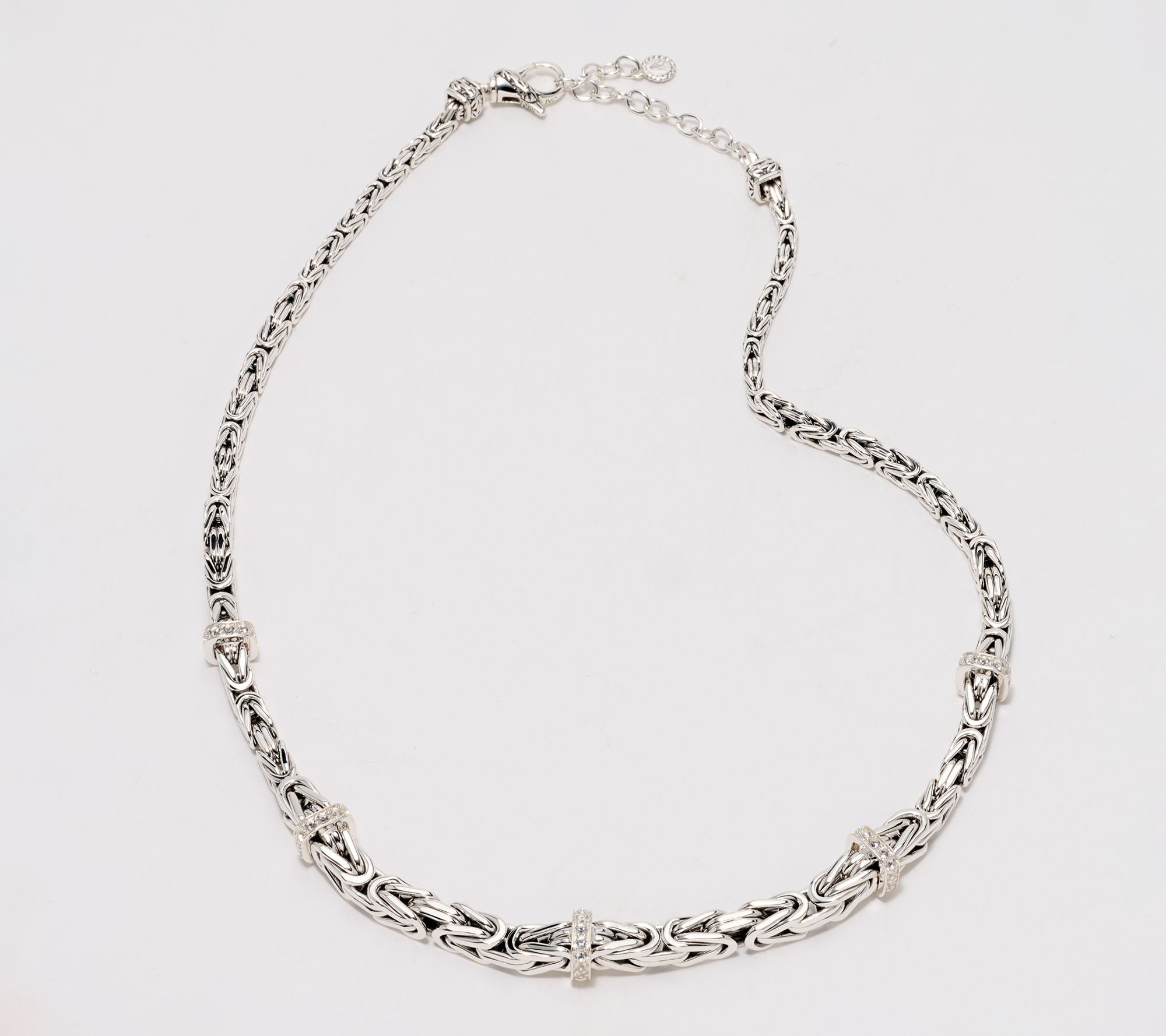 JAI Sterling Silver Graduated Byzantine 18" Necklace